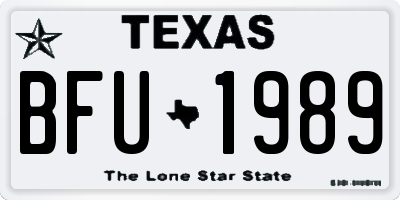 TX license plate BFU1989