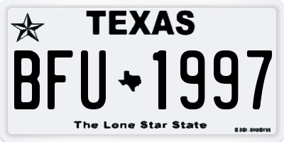 TX license plate BFU1997