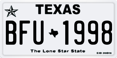 TX license plate BFU1998
