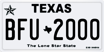 TX license plate BFU2000