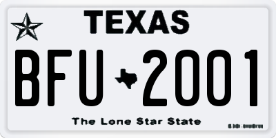 TX license plate BFU2001