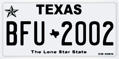 TX license plate BFU2002