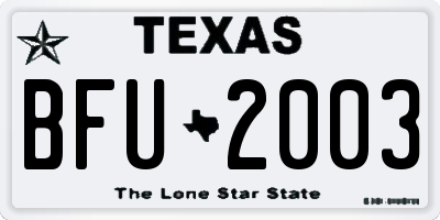 TX license plate BFU2003