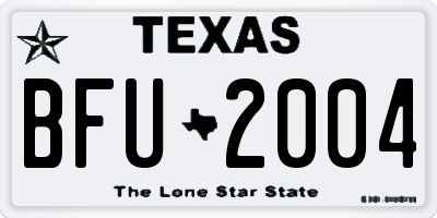 TX license plate BFU2004