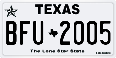 TX license plate BFU2005