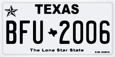 TX license plate BFU2006