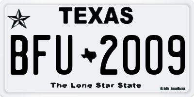 TX license plate BFU2009