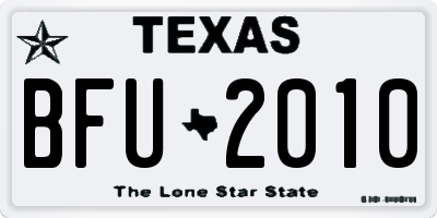 TX license plate BFU2010