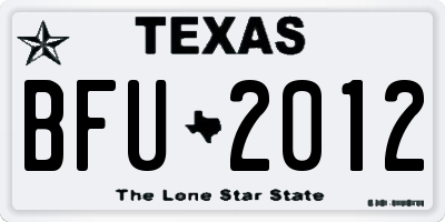TX license plate BFU2012