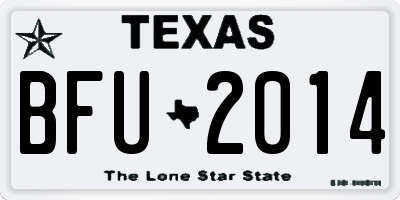 TX license plate BFU2014