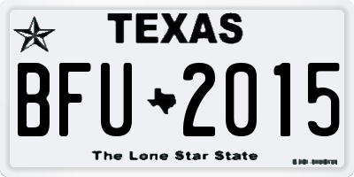 TX license plate BFU2015