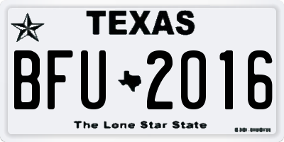 TX license plate BFU2016
