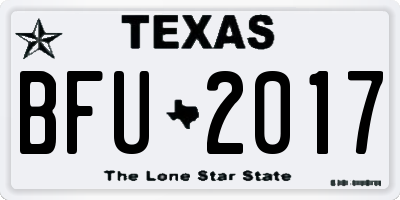 TX license plate BFU2017