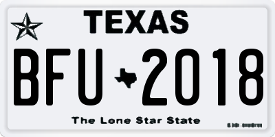 TX license plate BFU2018