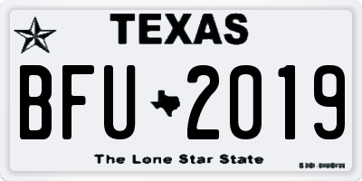 TX license plate BFU2019