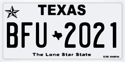 TX license plate BFU2021