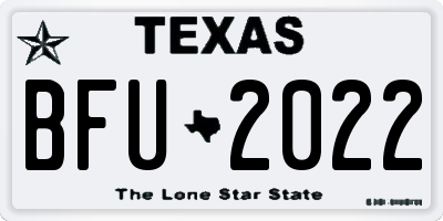 TX license plate BFU2022