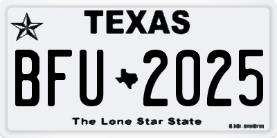 TX license plate BFU2025