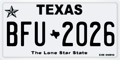 TX license plate BFU2026