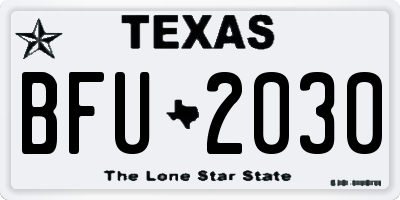 TX license plate BFU2030