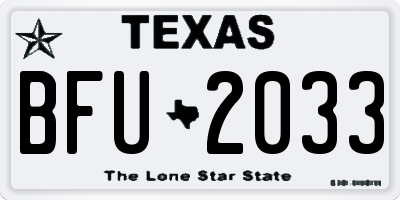 TX license plate BFU2033