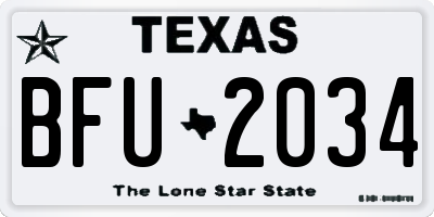TX license plate BFU2034