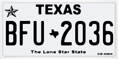 TX license plate BFU2036