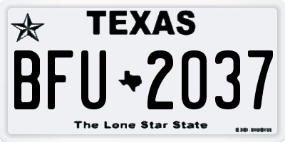 TX license plate BFU2037