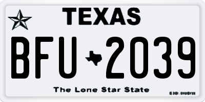 TX license plate BFU2039