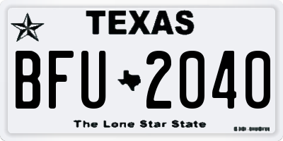 TX license plate BFU2040