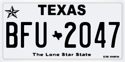 TX license plate BFU2047