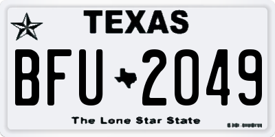 TX license plate BFU2049