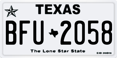 TX license plate BFU2058