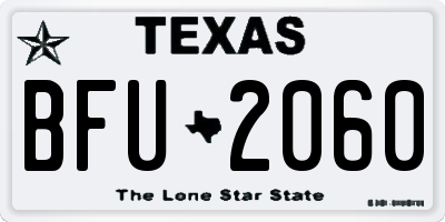 TX license plate BFU2060