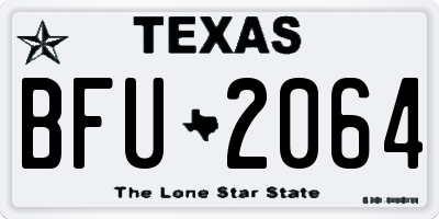 TX license plate BFU2064