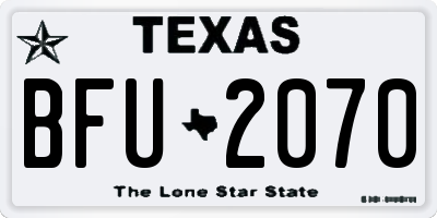 TX license plate BFU2070