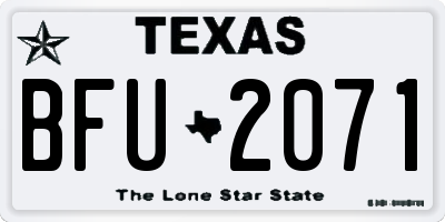 TX license plate BFU2071