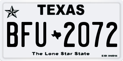 TX license plate BFU2072