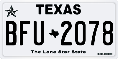 TX license plate BFU2078