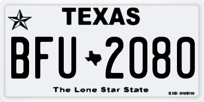 TX license plate BFU2080