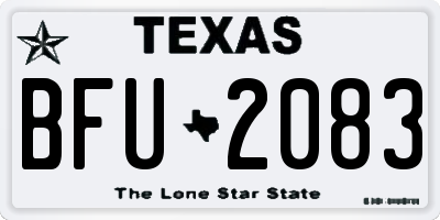 TX license plate BFU2083