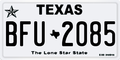 TX license plate BFU2085