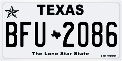 TX license plate BFU2086