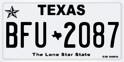 TX license plate BFU2087