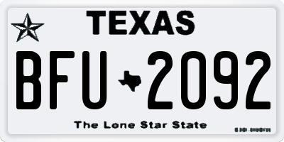 TX license plate BFU2092