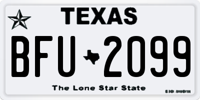 TX license plate BFU2099