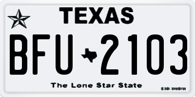 TX license plate BFU2103