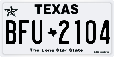 TX license plate BFU2104