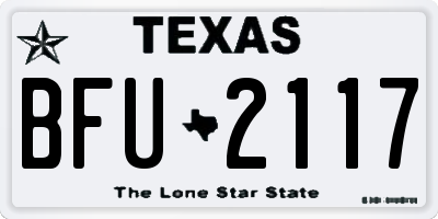 TX license plate BFU2117