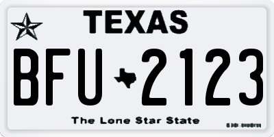 TX license plate BFU2123
